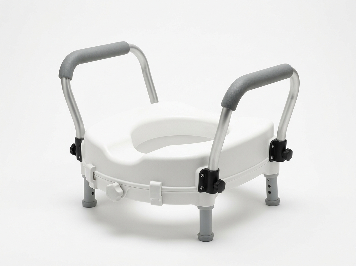 Raised toilet seat with handles